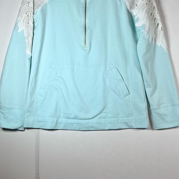 Lilly Pulitzer Mint Lace Sleeve Sweatshirt 0494 - Picture 2 of 6